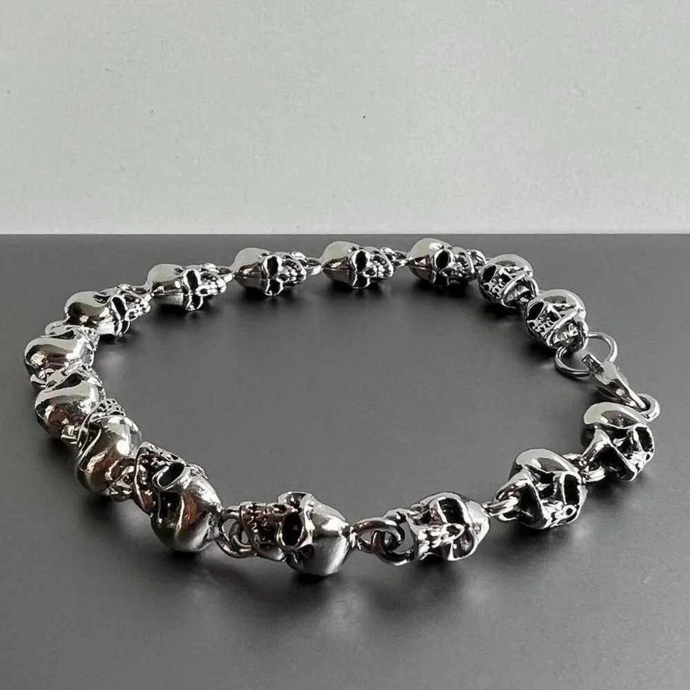 y2k 2000s skull pile grunge heavy metal punk bracelet